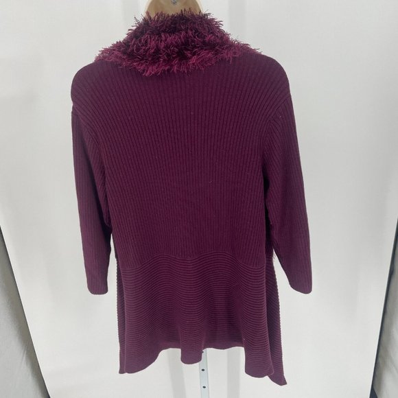 Once Again Purple Faux Fur Cardigan Sweater Medium 3/4 Sleeve Bratz Phoebe Y2K - Picture 4 of 9